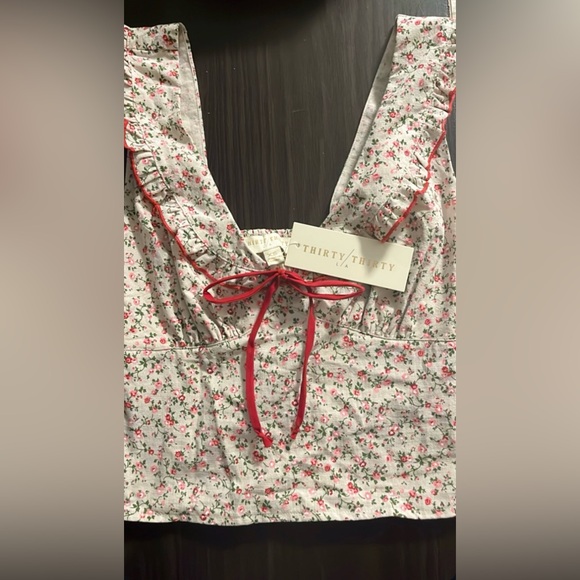 THIRTY/THIRTY LA Tops - Thirty Thirty LA Floral Dress with Red Trim
